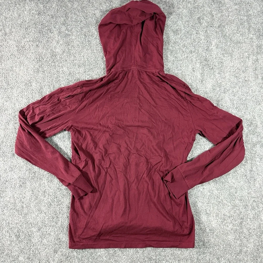 Polo Ralph Lauren Shirt Mens Small Burgundy Hooded Long Sleeve POLO Applique